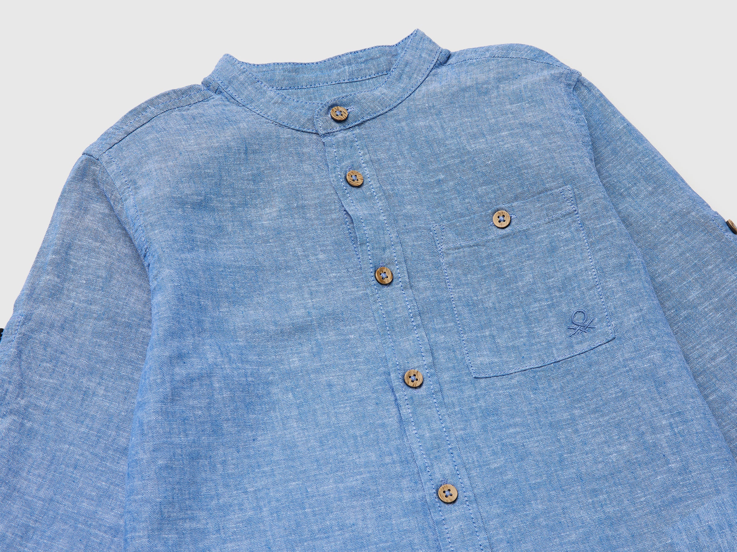 Camisa de gola coreana em mistura de linho - ucb_image_DS1
