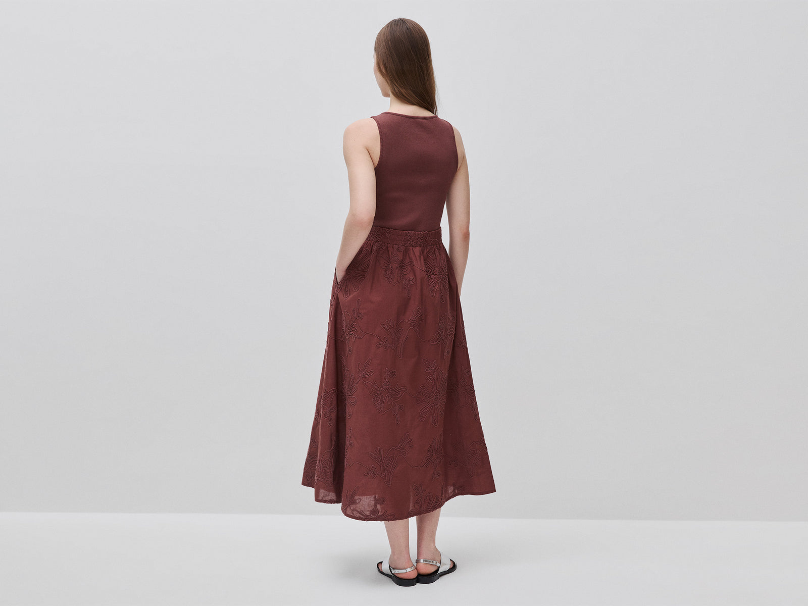 Midi dress with floral embroidery - ucb_image_B