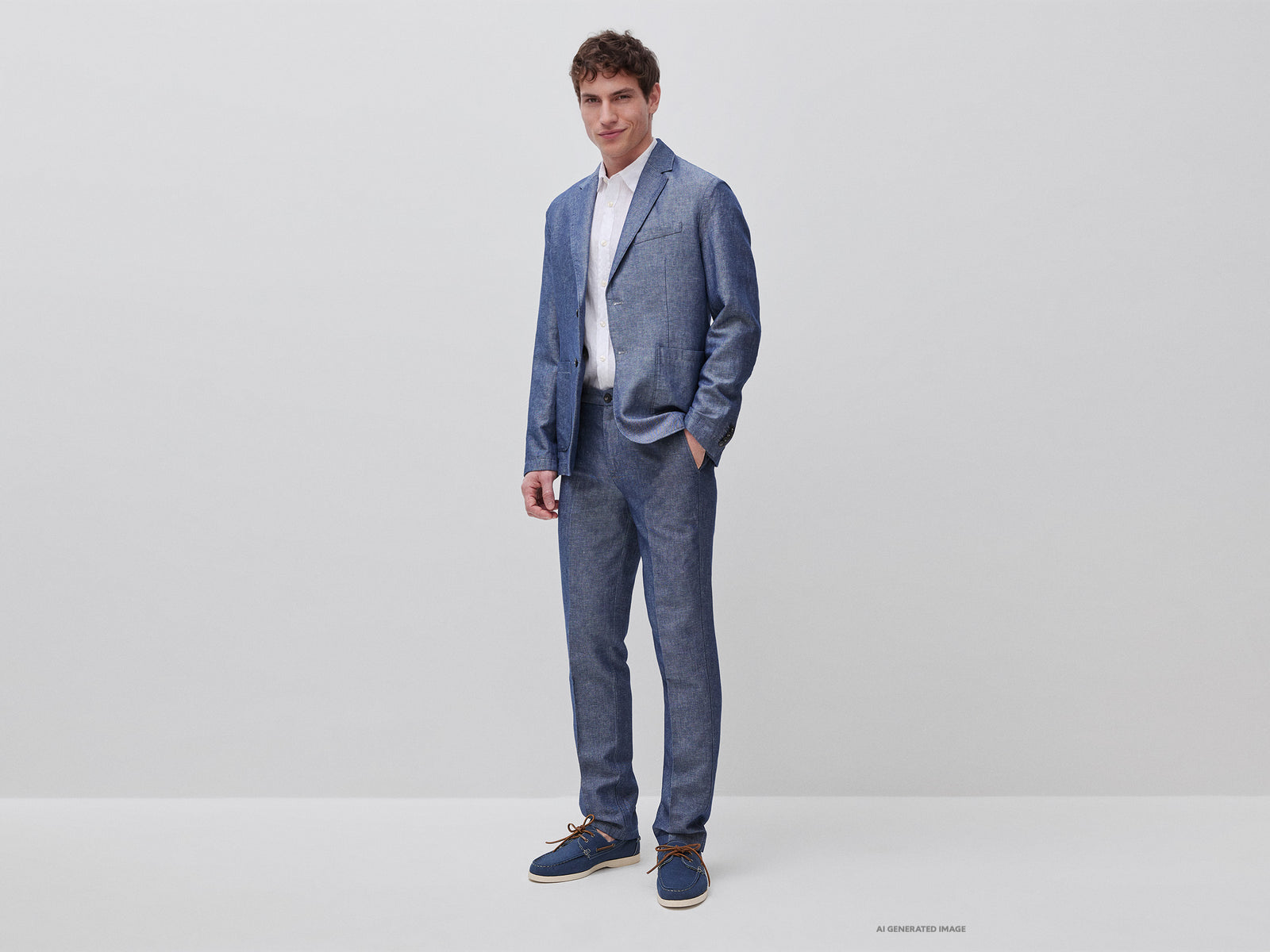 Regular fit chinos in linen blend