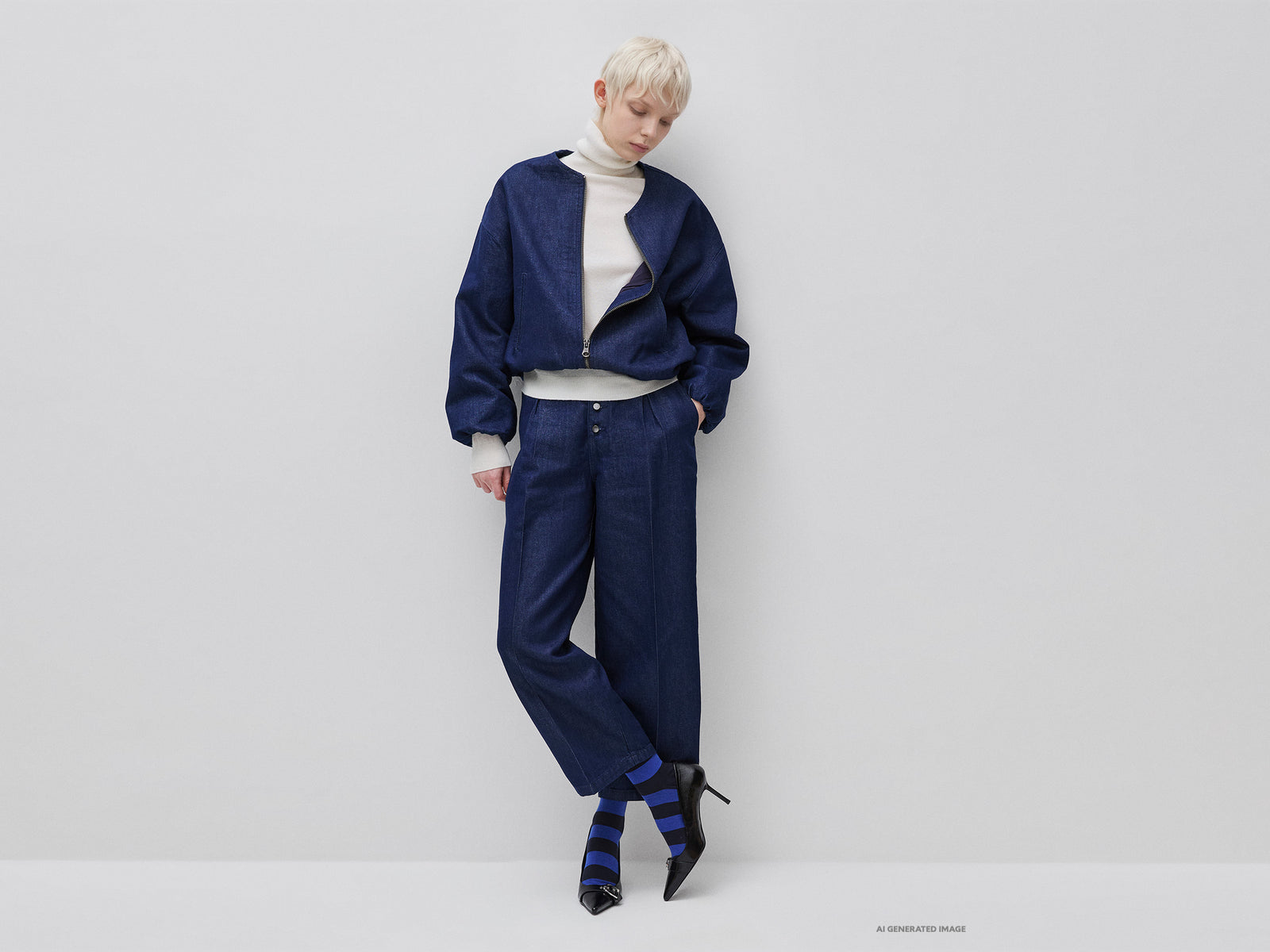 Wide-fit jeans with lurex