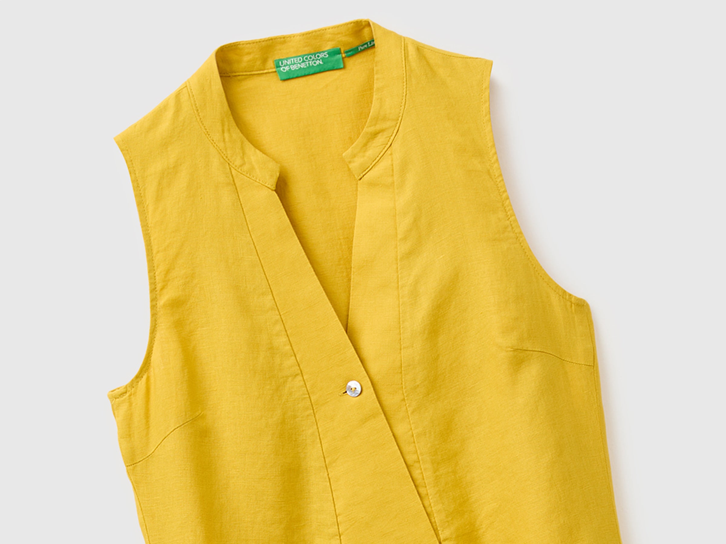 united colors of benetton linen dress Benetton, Long Dress In Pure Linen With Flounce, size S, Dark Blue, Women