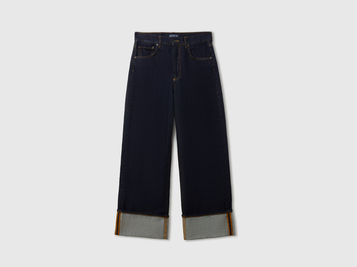 Jeans cropped com dobra lavagem rinse - ucb_image_FS