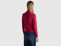 Camisola de gola alta fúcsia em pura lã Merino - ucb_image_B
