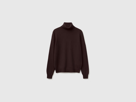 Camisola de gola alta chocolate em pura lã Merino - ucb_image_FS