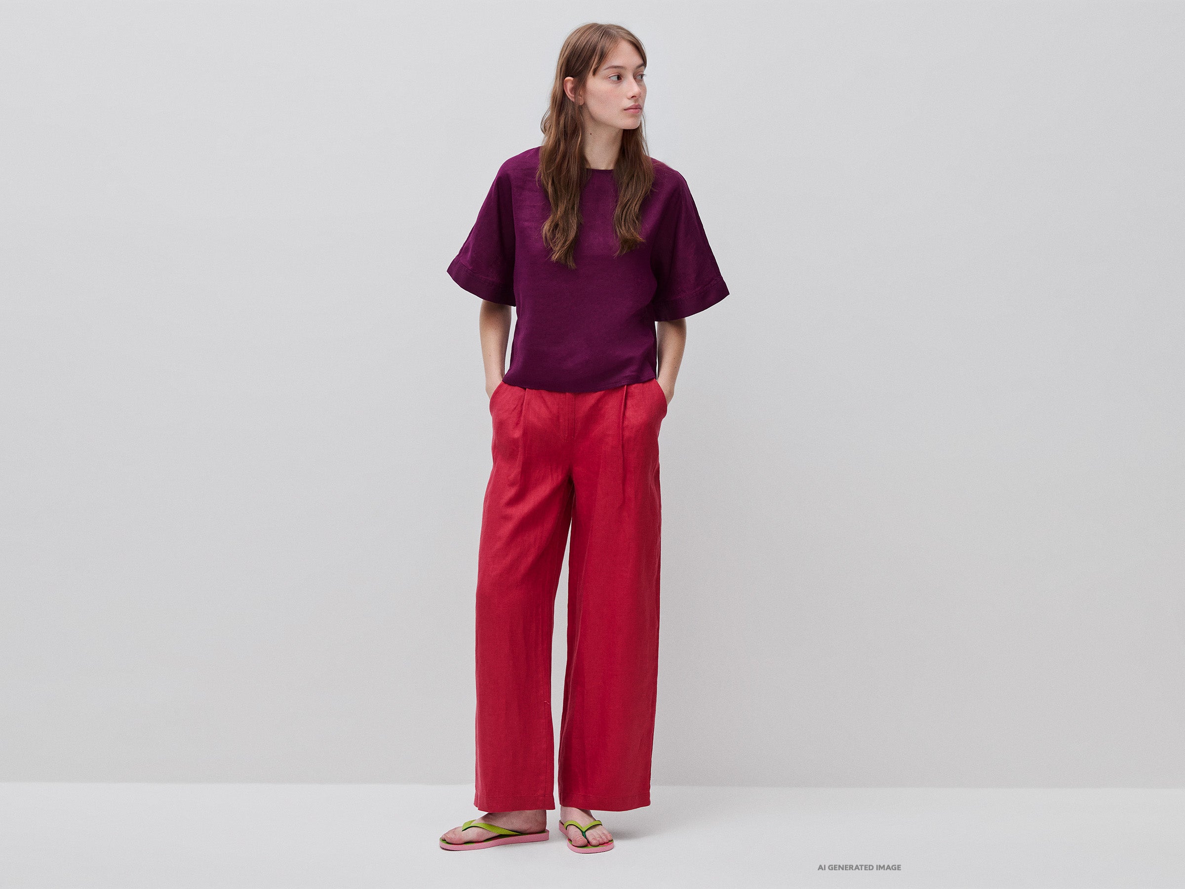 Blusa de gola redonda em linho puro - ucb_image_FY