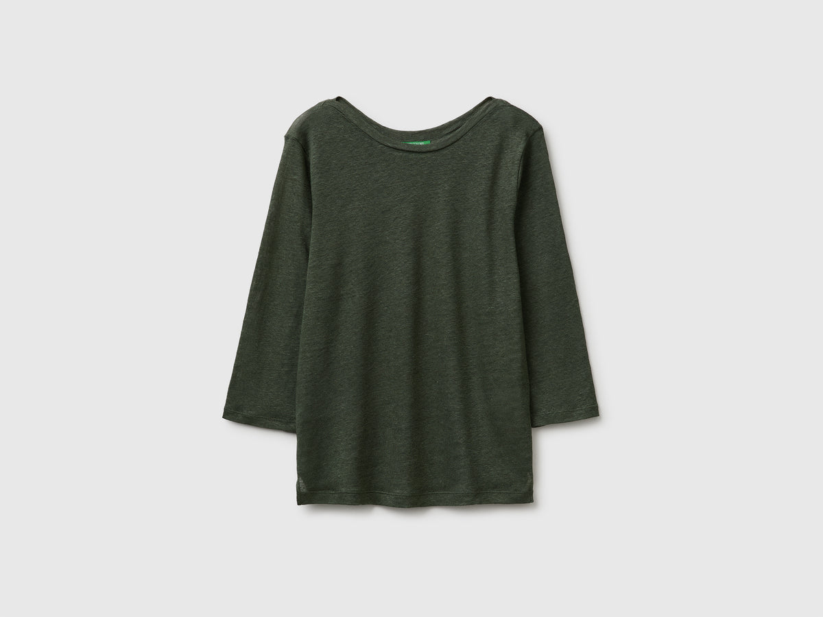 Boat-neck T-shirt in pure linen - ucb_image_FS
