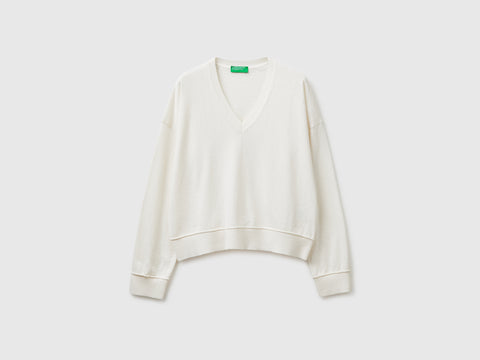 V-neck sweater in cotton and wool - ucb_image_FS