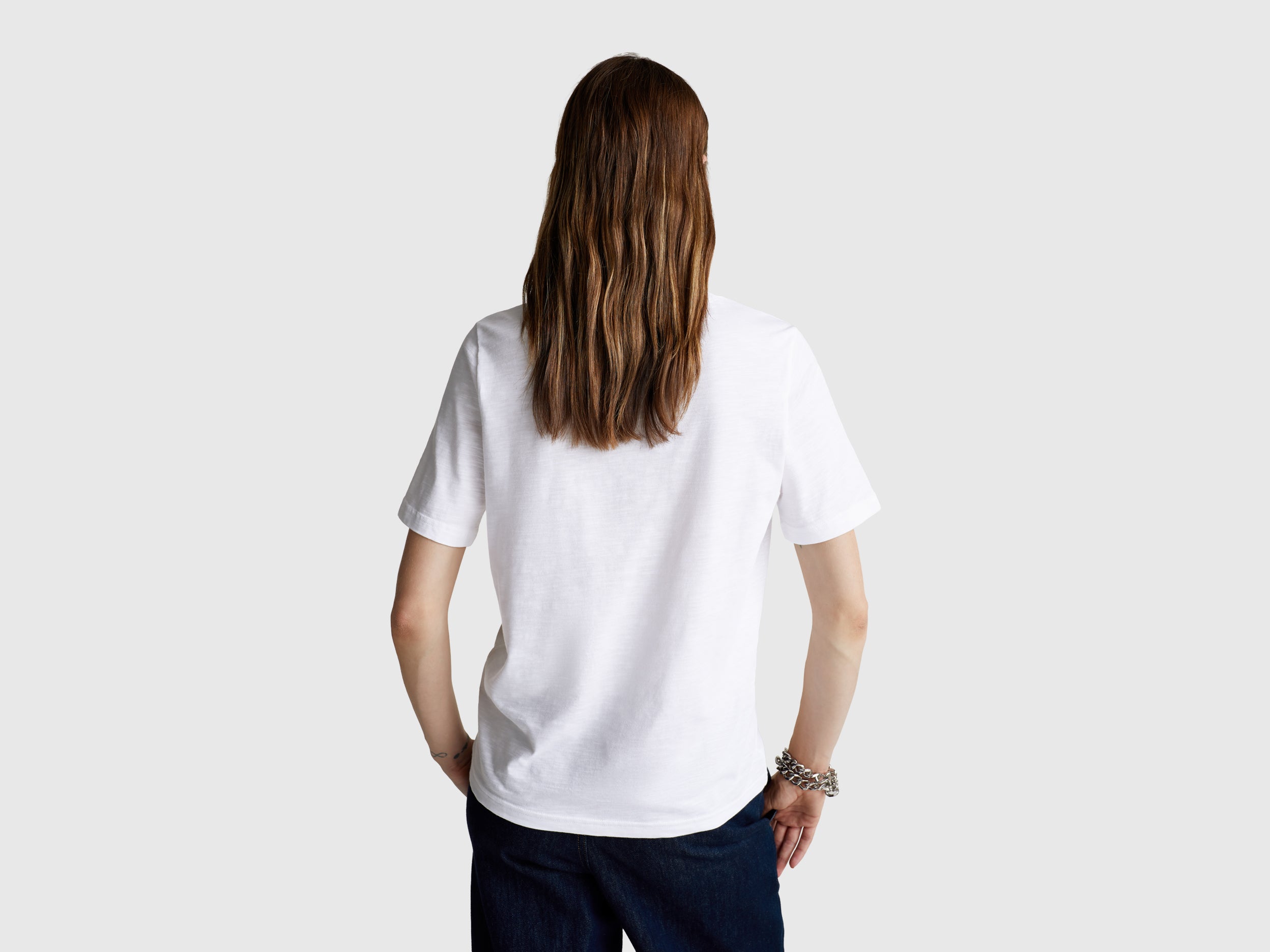T-shirt de gola redonda em algodão flamé - ucb_image_B