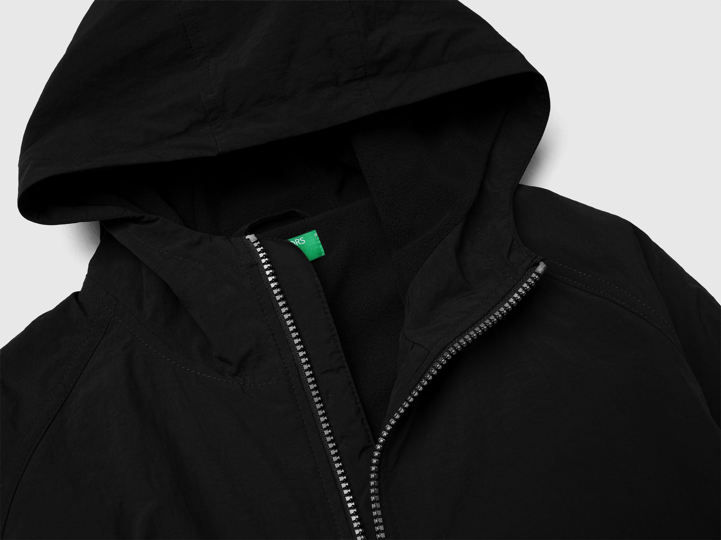 Nylon jacket with hood