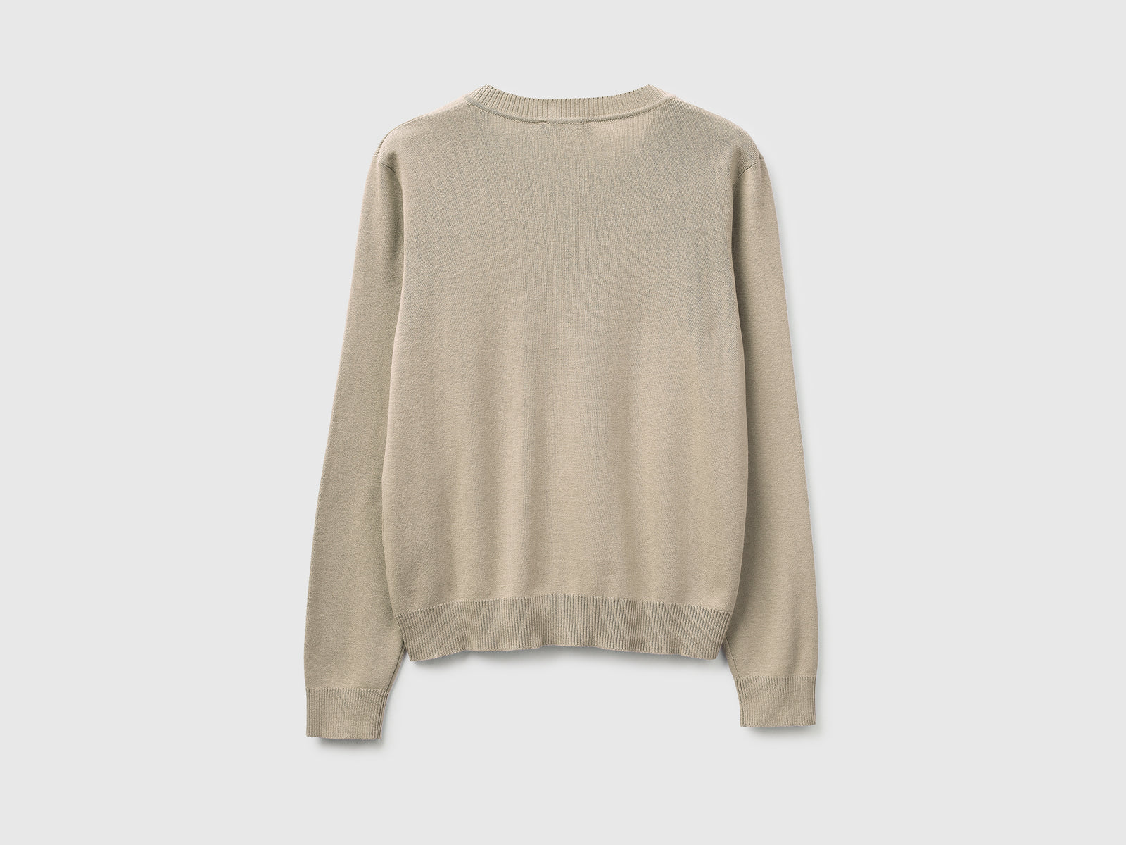 Beige V-neck sweater in tricot cotton - ucb_image_BS