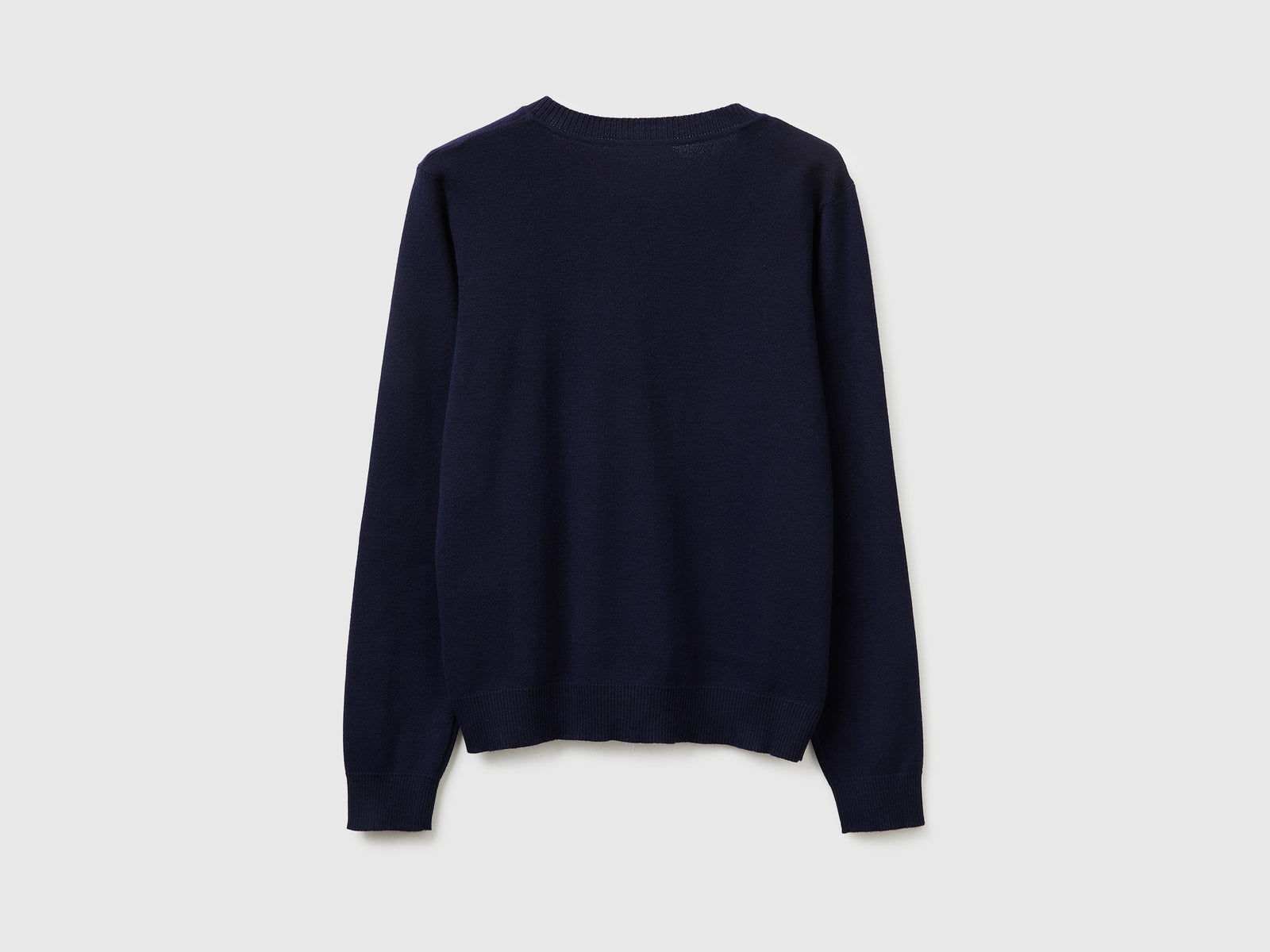 Dark blue V-neck sweater in tricot cotton - ucb_image_BS