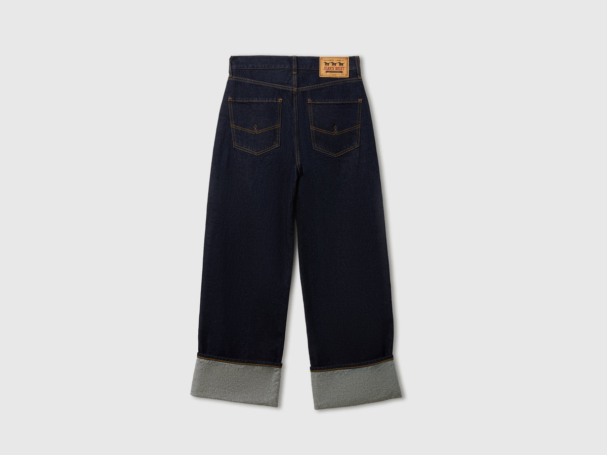 Jeans cropped com dobra lavagem rinse - ucb_image_BS