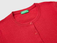 Strawberry red cardigan in tricot cotton - ucb_image_DS1