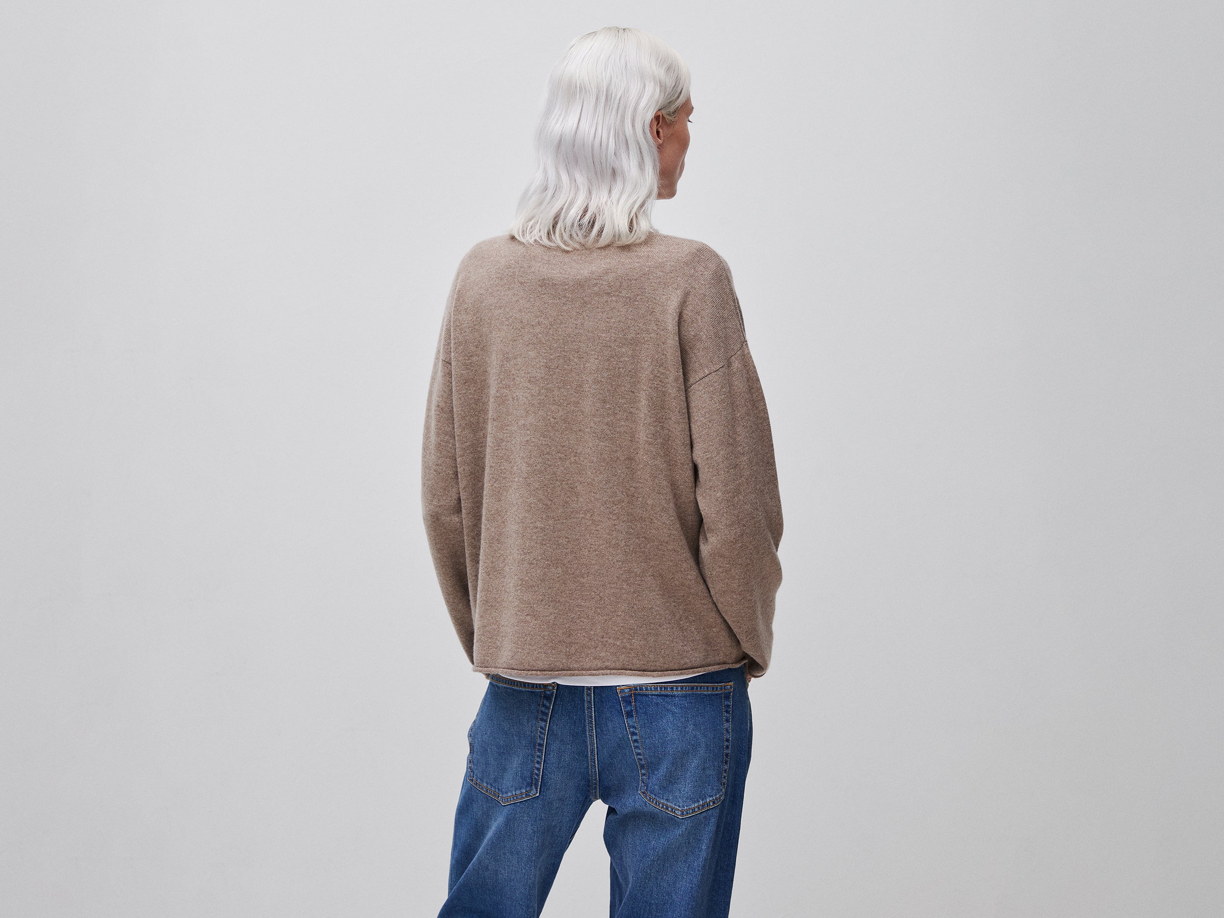 Camisola de gola redonda em mistura de lã e caxemira - ucb_image_B