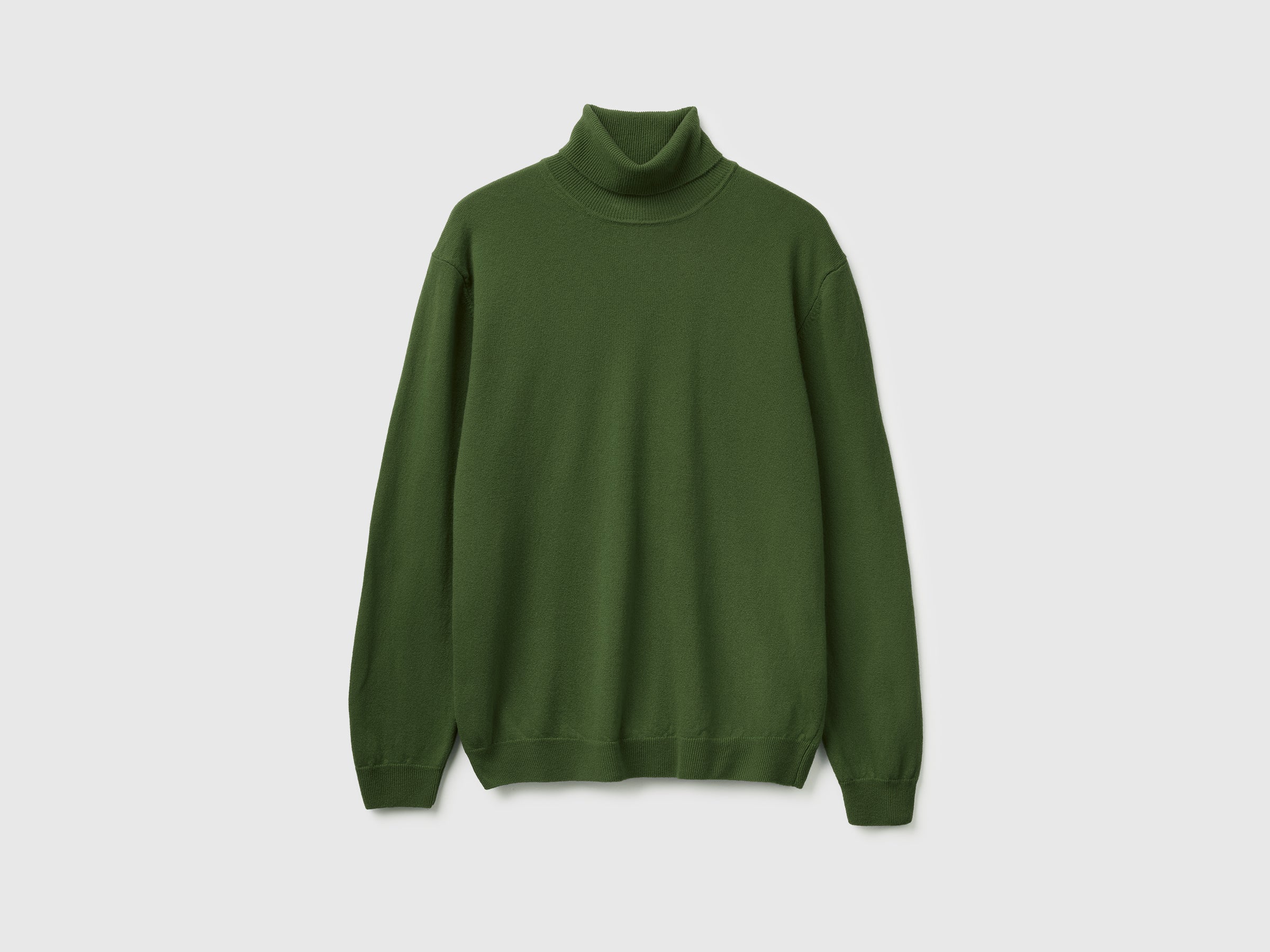 Camisola de gola alta verde-oliva em pura lã Merino - ucb_image_FS