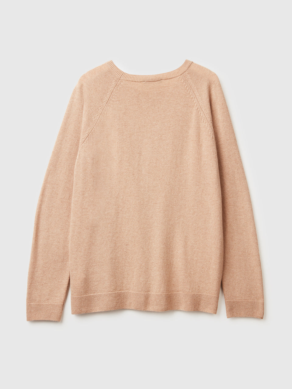 Camisola de gola redonda bege em mistura de lã e caxemira - ucb_image_BS