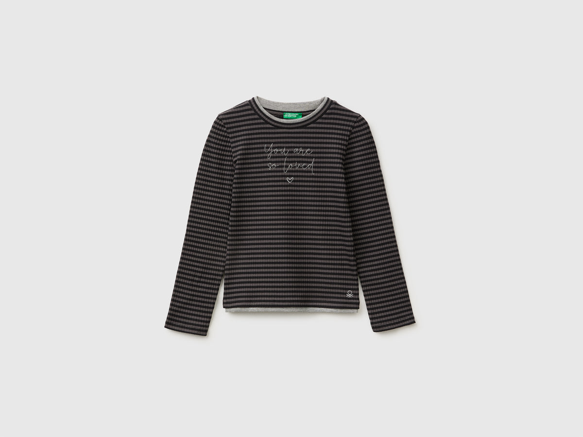 T-shirt com canelado riscado e bordado - ucb_image_FS