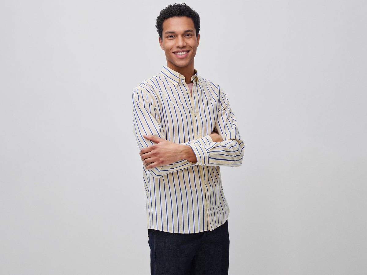 United Colors of Benetton STRIPED SHIRT IN PURE LINEN.. - Overhemd - green/groen United Colors of Benetton STRIPED SHIRT IN PURE LINEN.. - Overhemd - green/groen