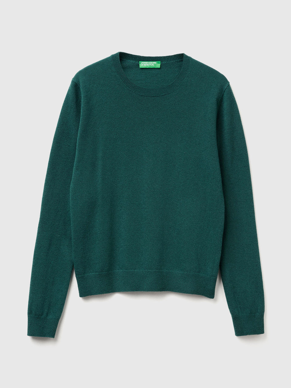 Camisola de gola redonda verde em lã Merino - ucb_image_FS