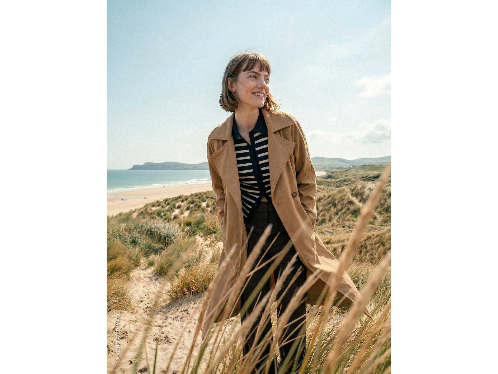 Long suede trench coat