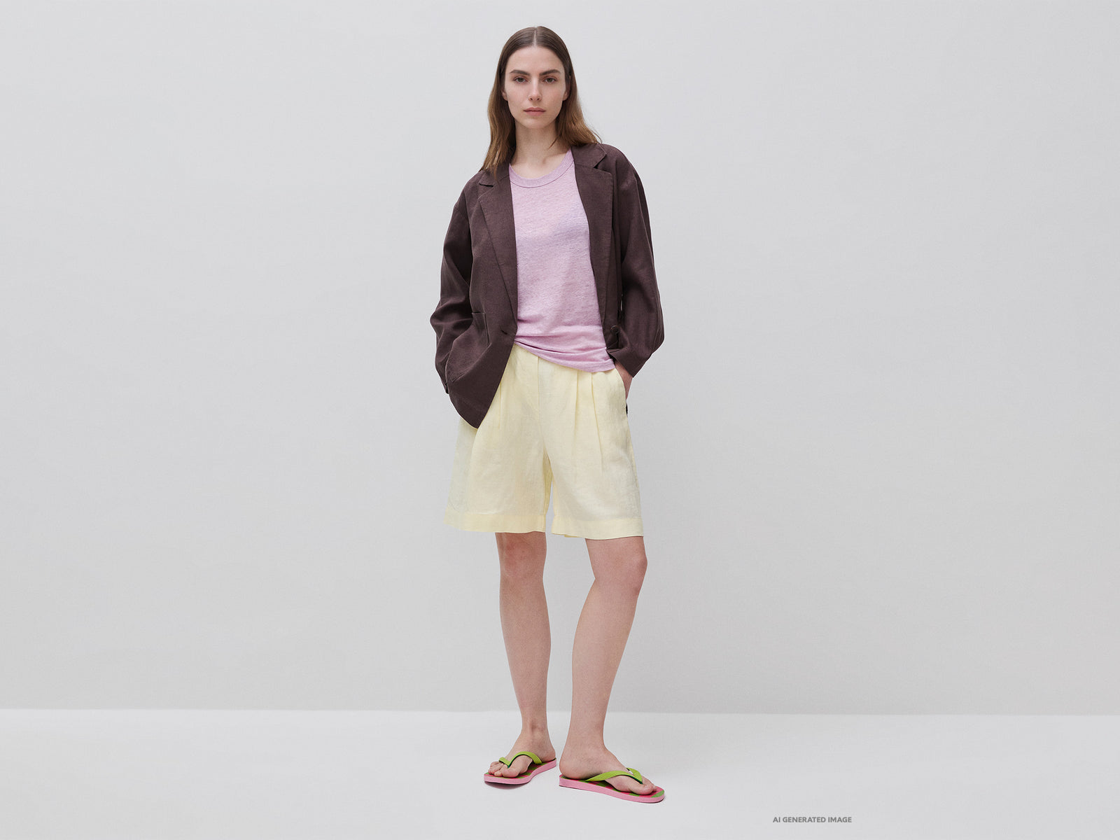 Pure linen Bermuda shorts