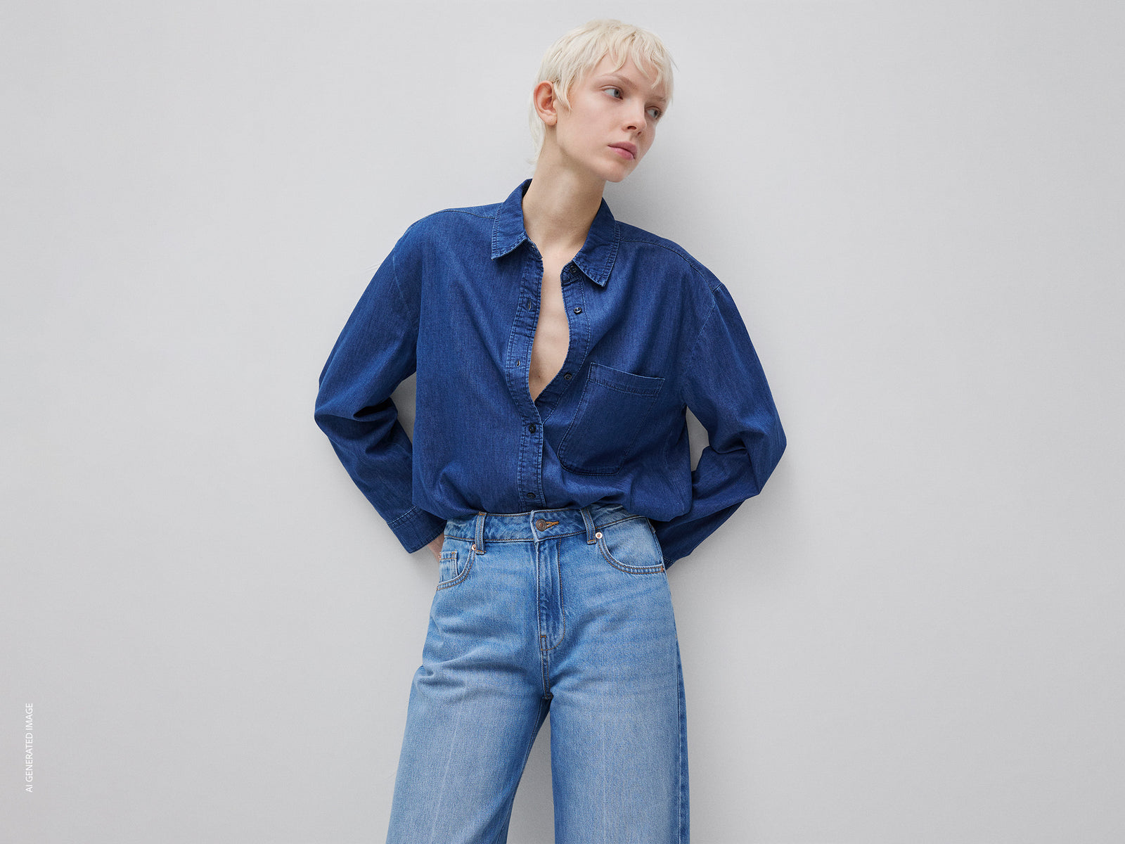 Cropped chambray shirt