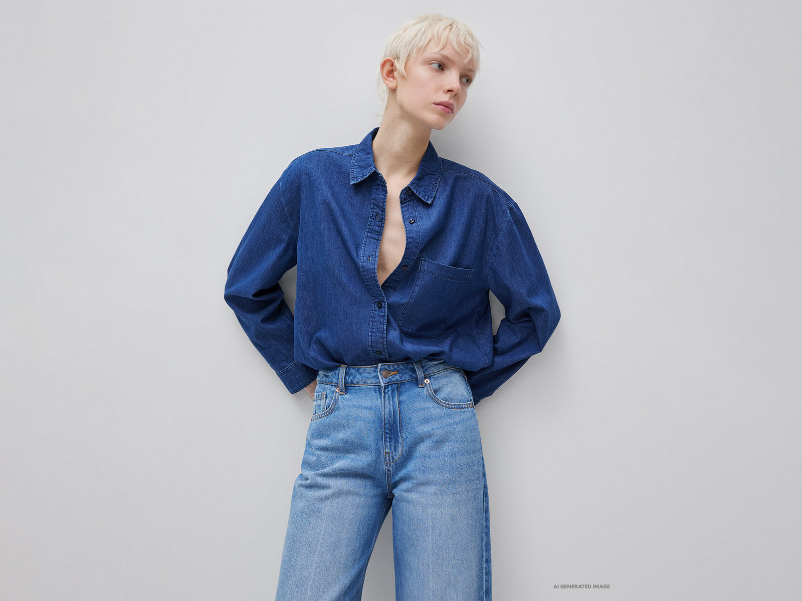 Cropped chambray shirt
