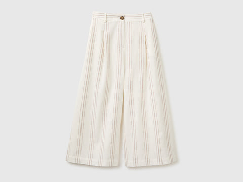 Wide-leg striped linen blend trousers - ucb_image_FS