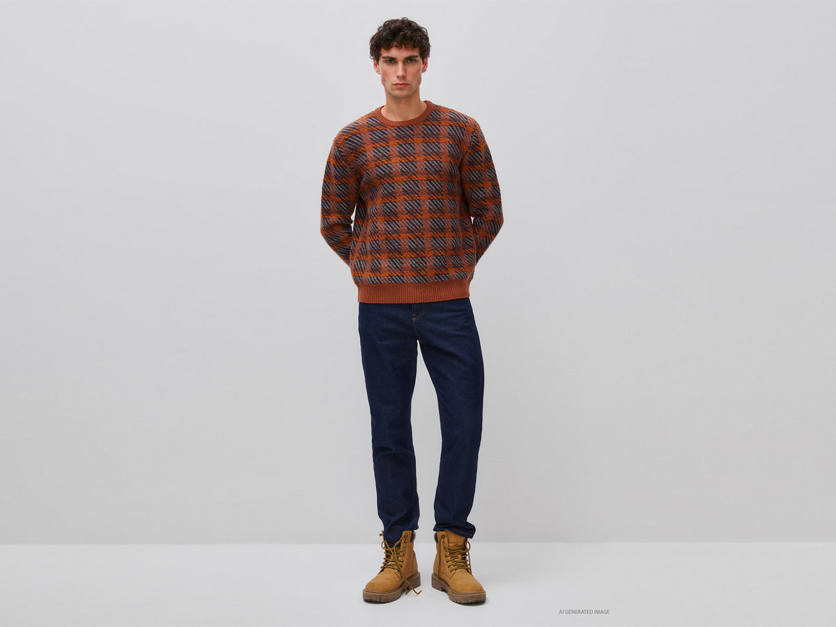 Camisola tartan em mistura de algodão e lã - ucb_image_FY