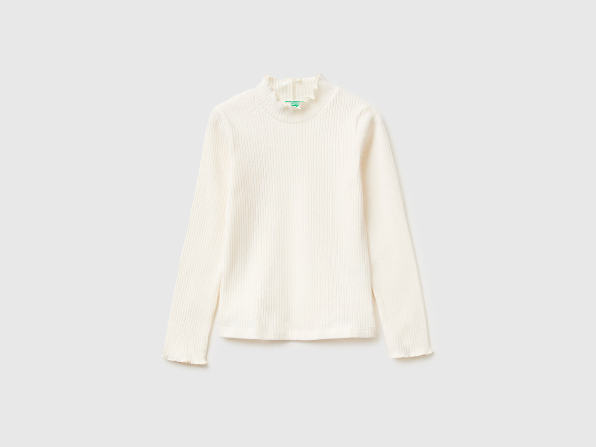 T-shirt de gola alta em mistura de algodão quente - ucb_image_FS