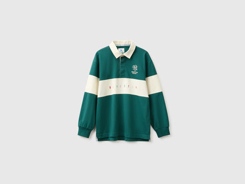 Polo verde-escuro Benetton Rugby em algodão orgânico - ucb_image_FS