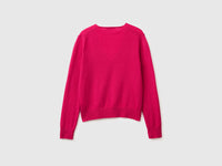 Camisola fúcsia com decote em V em pura lã Merino - ucb_image_BS