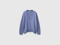 Camisola decote em V perfurada em mistura de lã e alpaca - ucb_image_FS