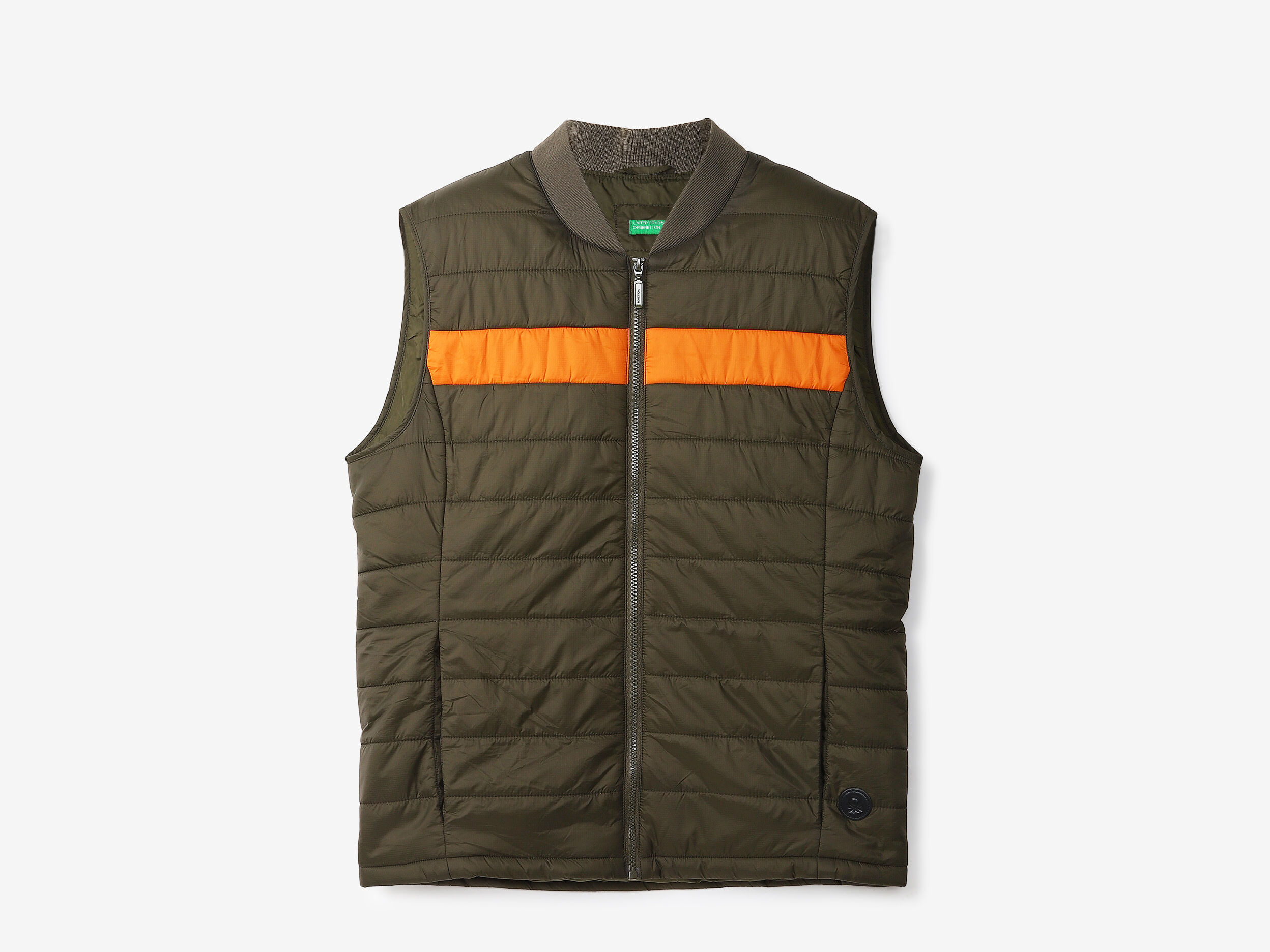 Men Quilted Stand up Collar Jacket Brown Benetton