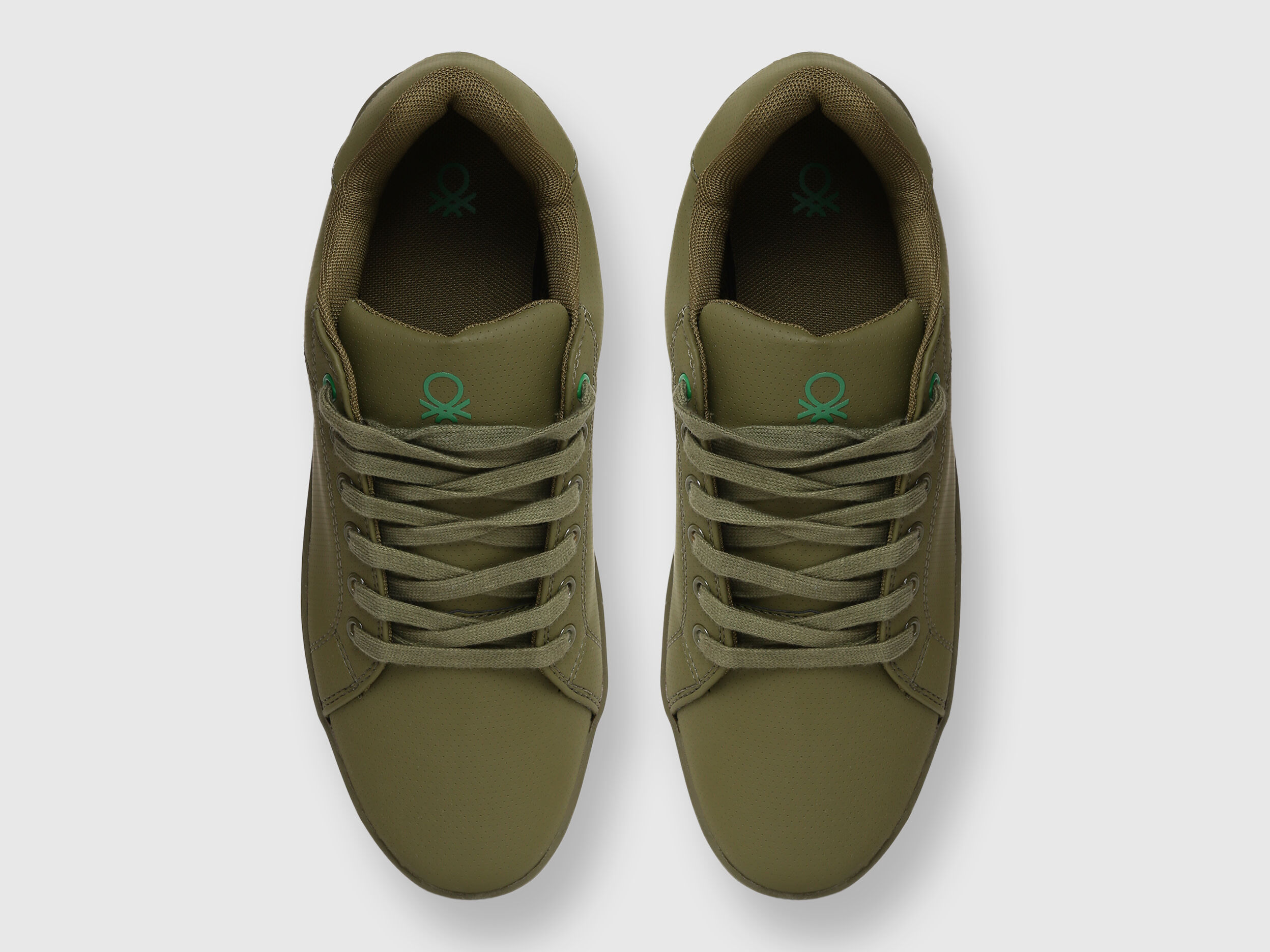 Benetton Olive Leather Imitation Sneakers Green Benetton