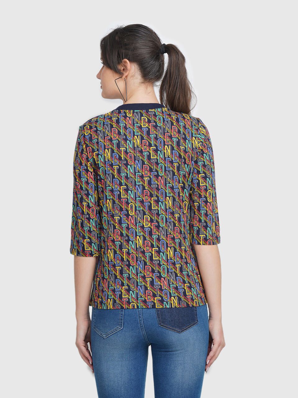 Short Sleeve Tee With Aop And Btn On Shoulder image number null