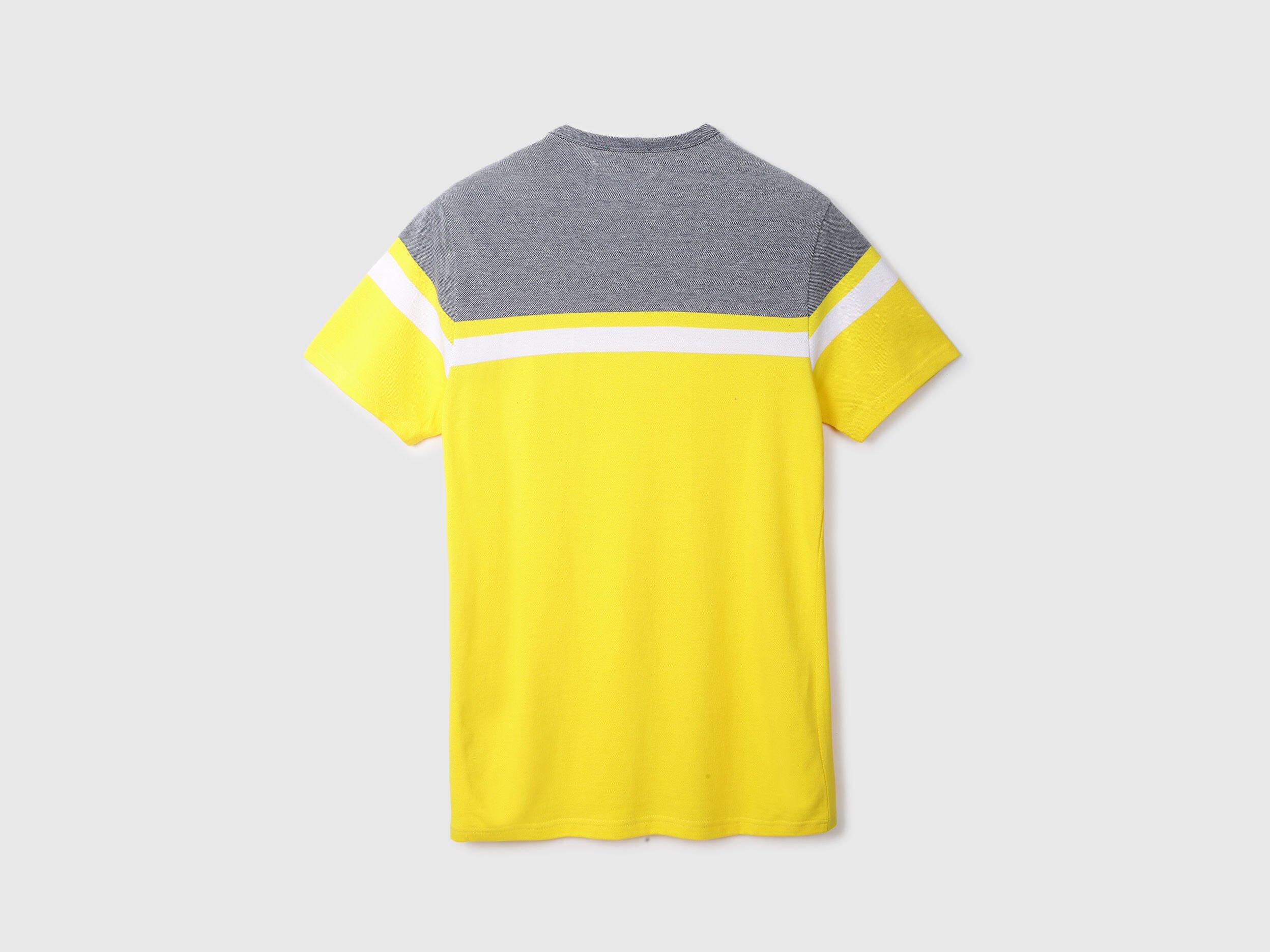 Grey And Yellow Striped T Shirt Yellow Benetton