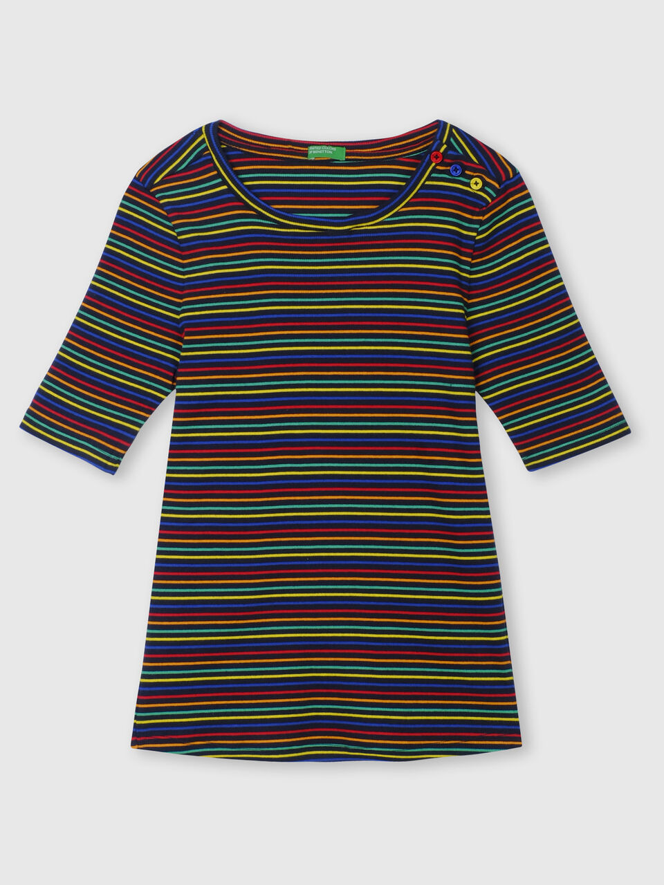 Rib Stripe Top with Shoulder Butin image number null