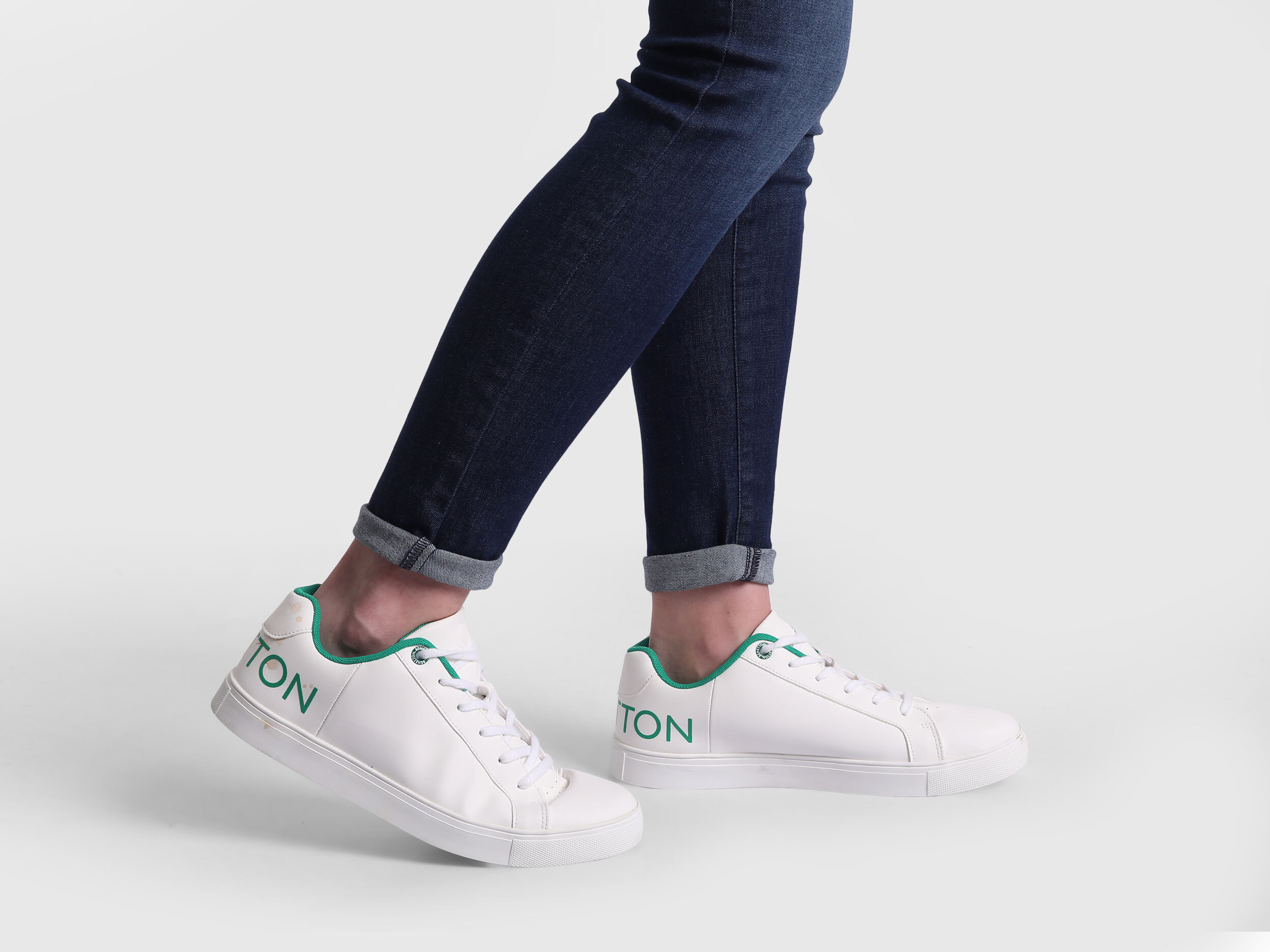 Sneakers With Big Branding White Benetton