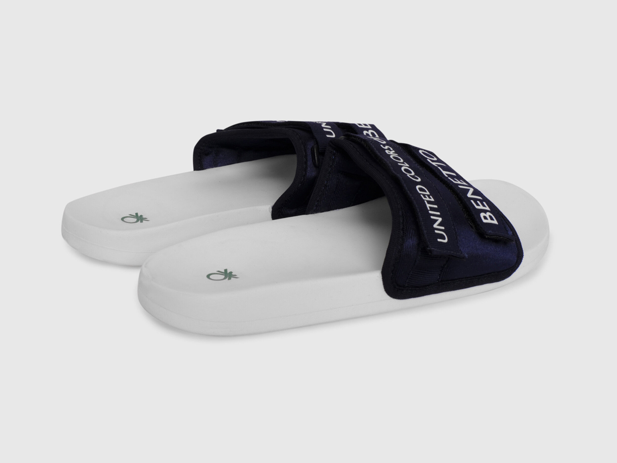 Slides With Fabric Upper Dark Blue Benetton