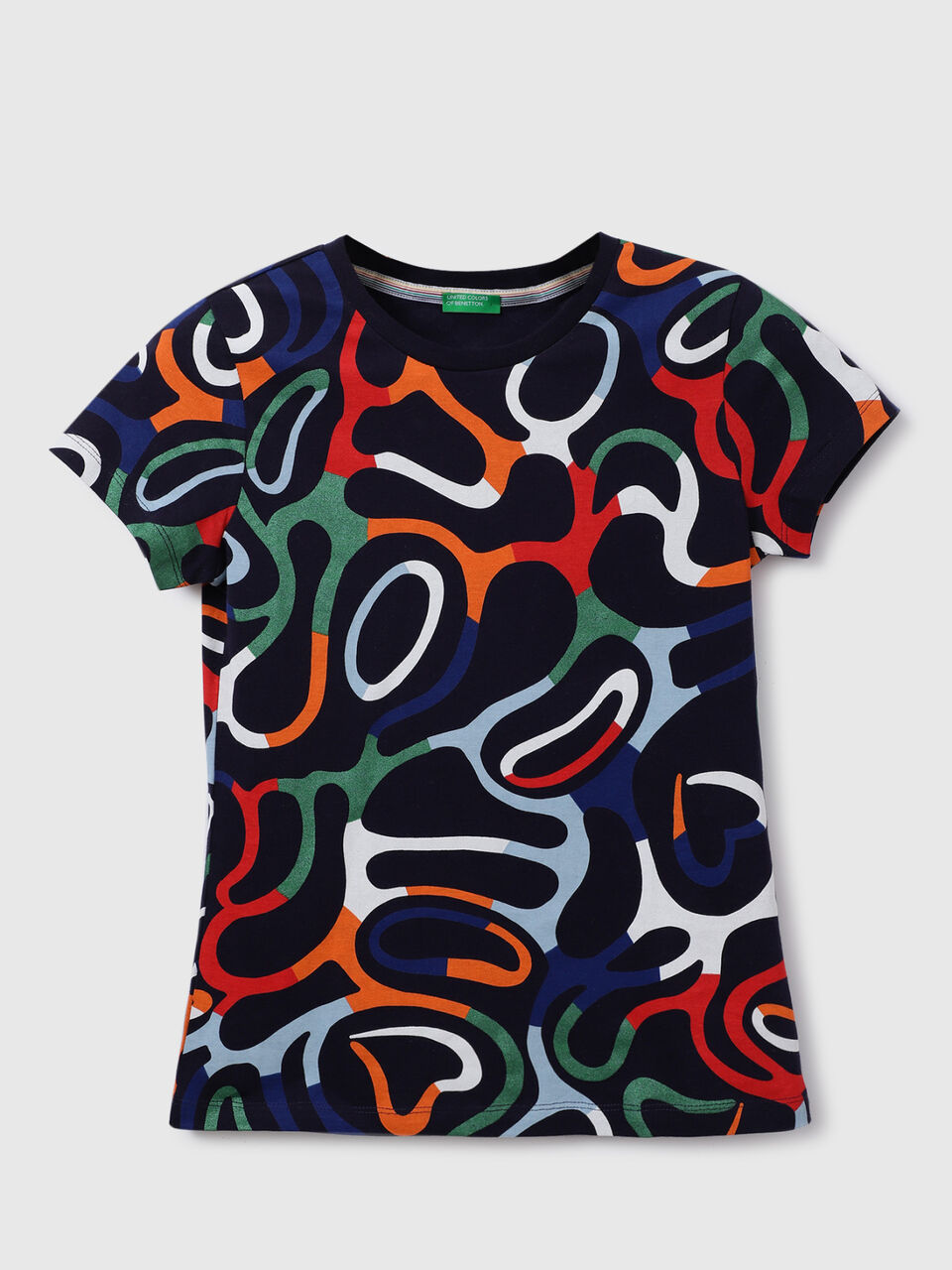 S/SLV ALL OVER MULTI COLOUR PRINTED TEE image number 1