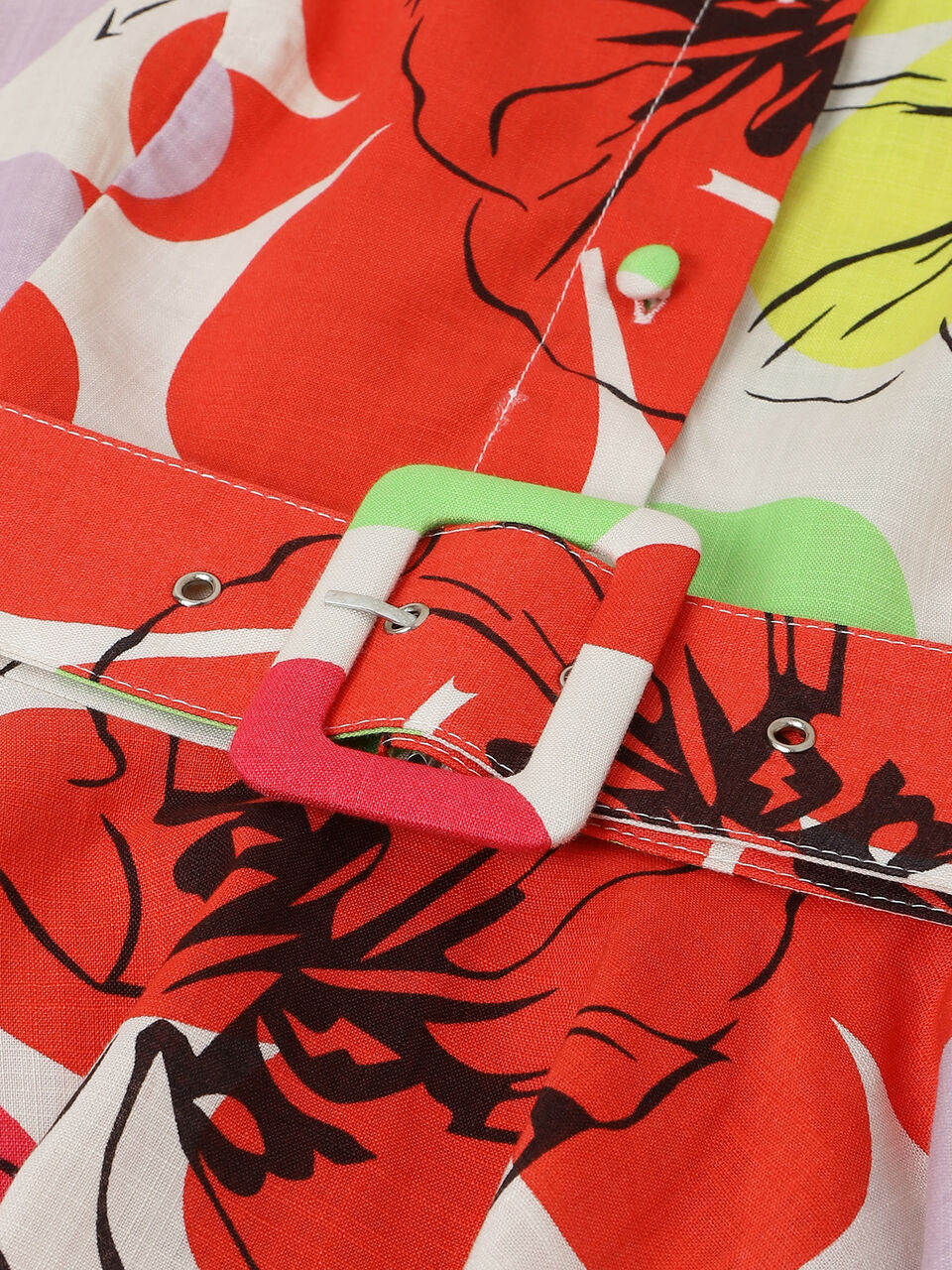 S/S PRINTED SHORT FLARE DRESS WITH BELT image number null
