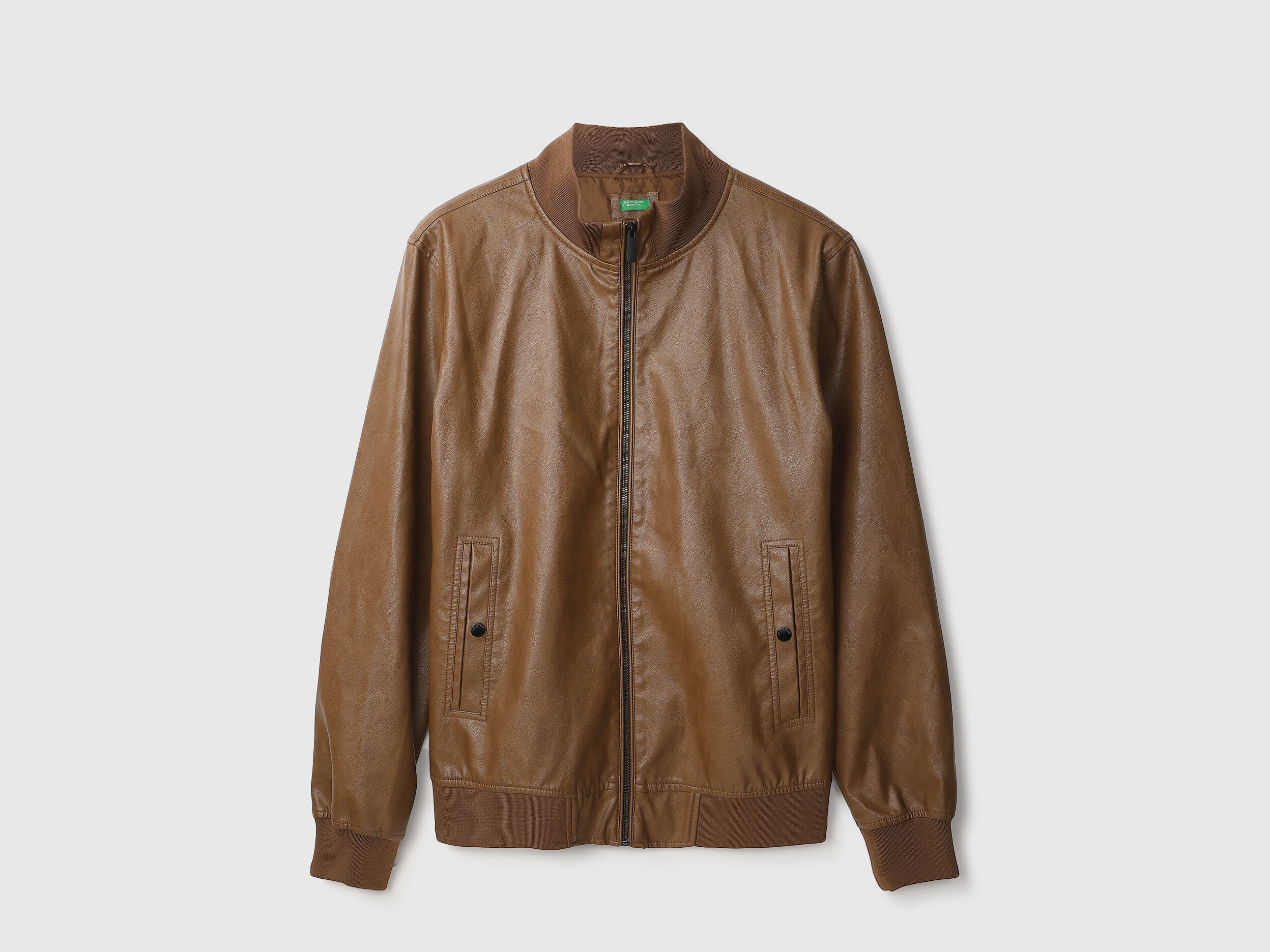 Men Solid High Neck Jacket - Brown | Benetton