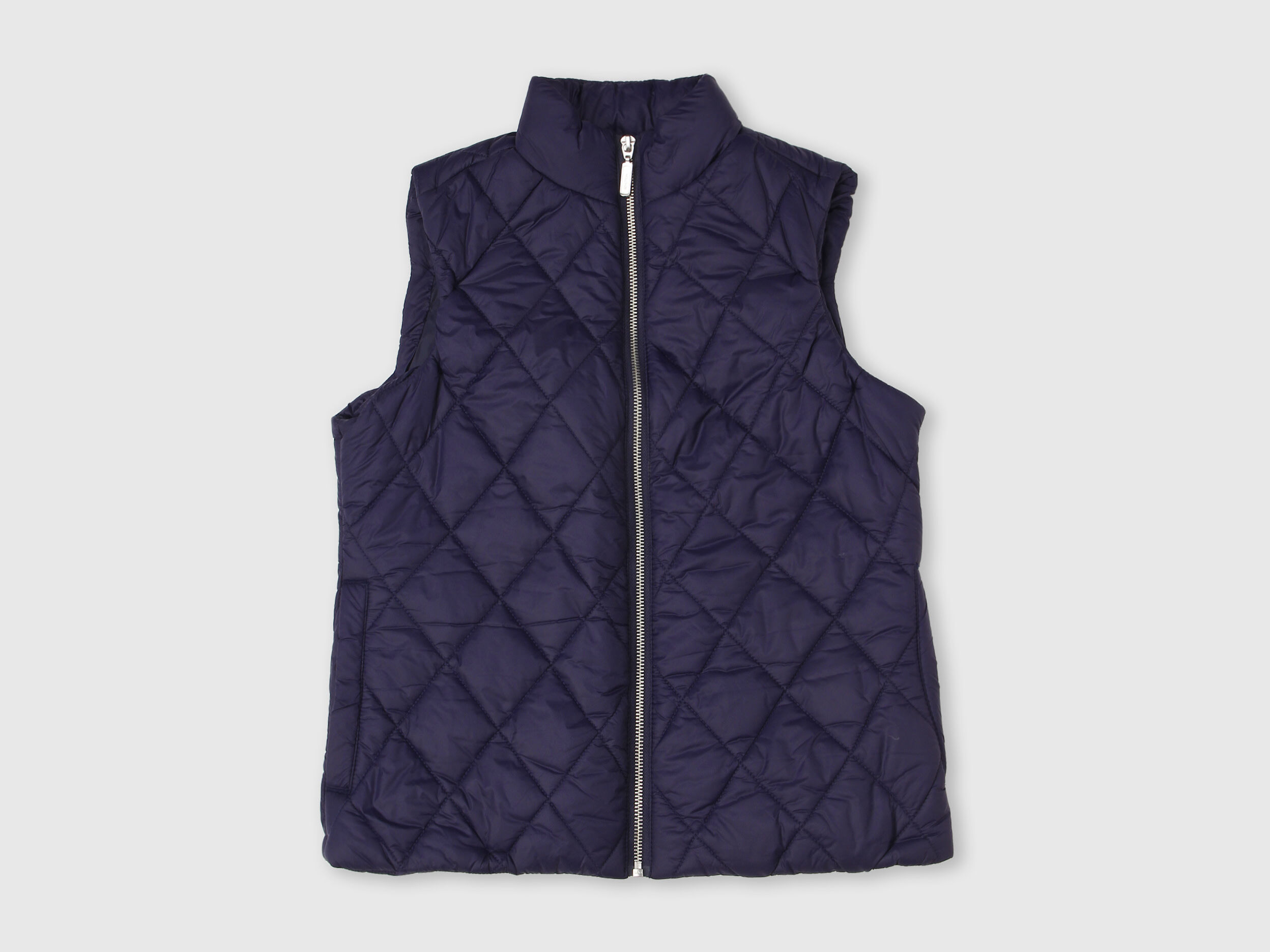 Sleeveless Diamond Quilt Puffer Jacket - Blue | Benetton
