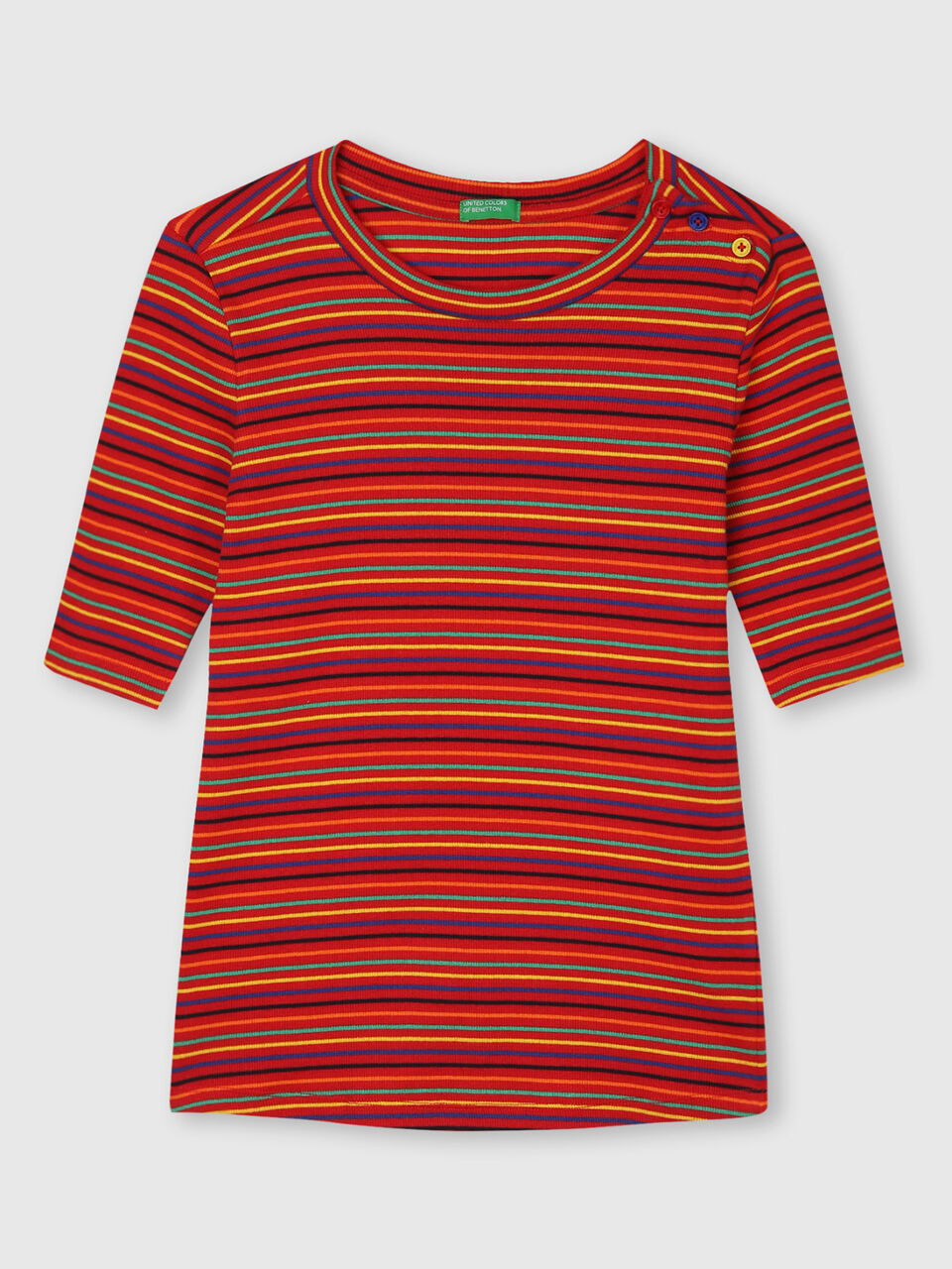 Rib Stripe Top with Shoulder Butin image number 1