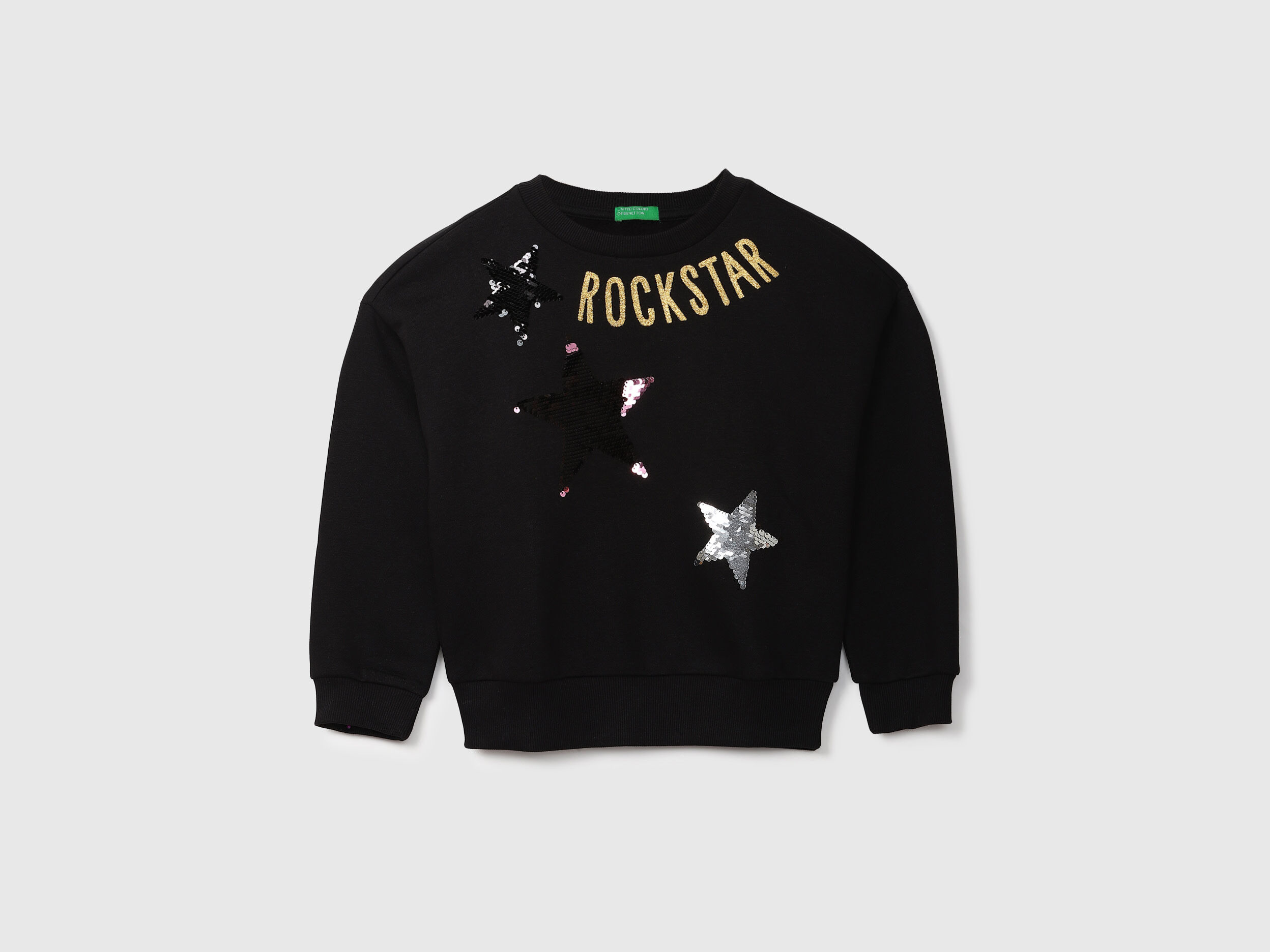 Black Sequinned Sweatshirt Black Benetton