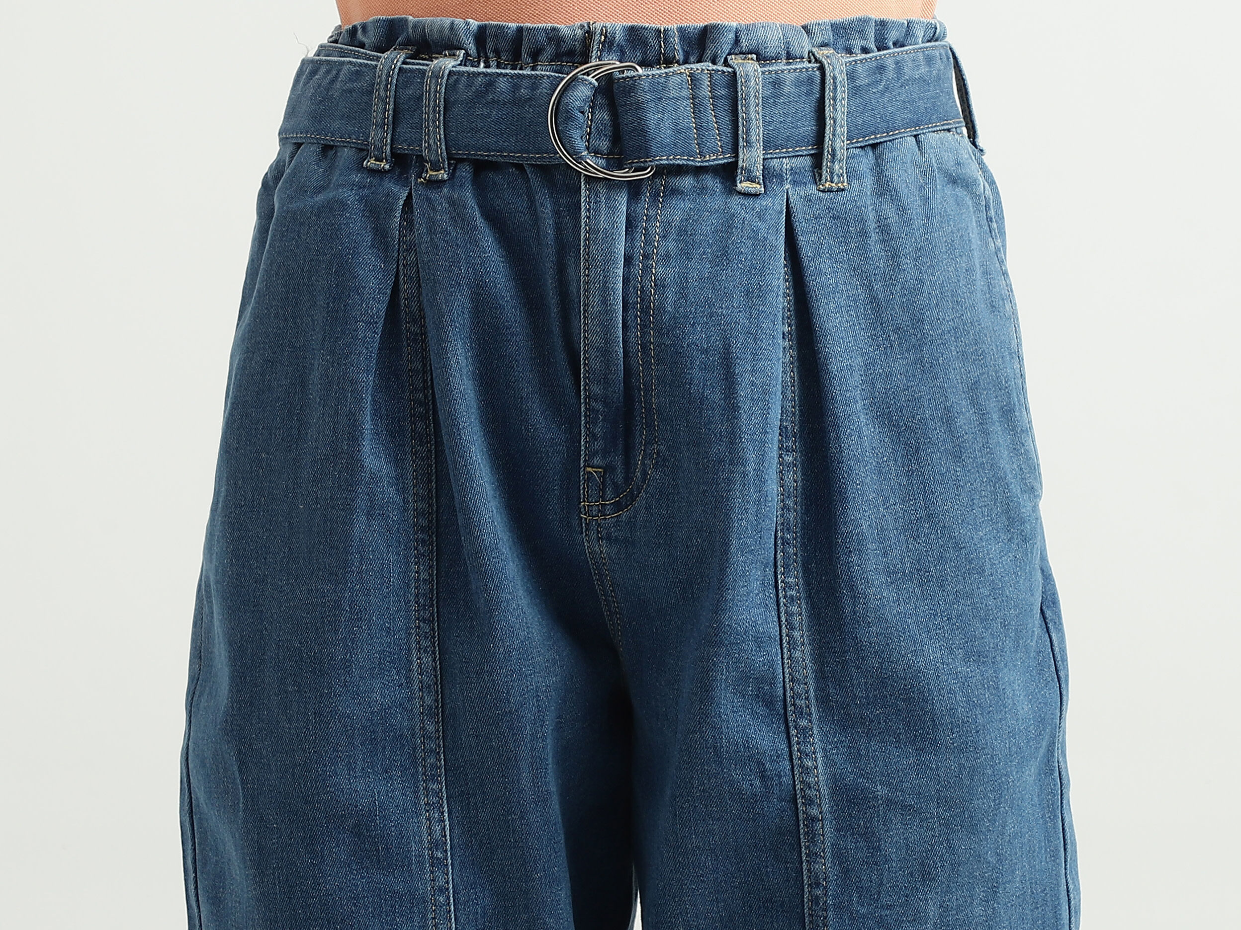 Women Solid Boxy Fit Jeans - Blue | Benetton Women Solid Boxy Fit Jeans - Blue | Benetton