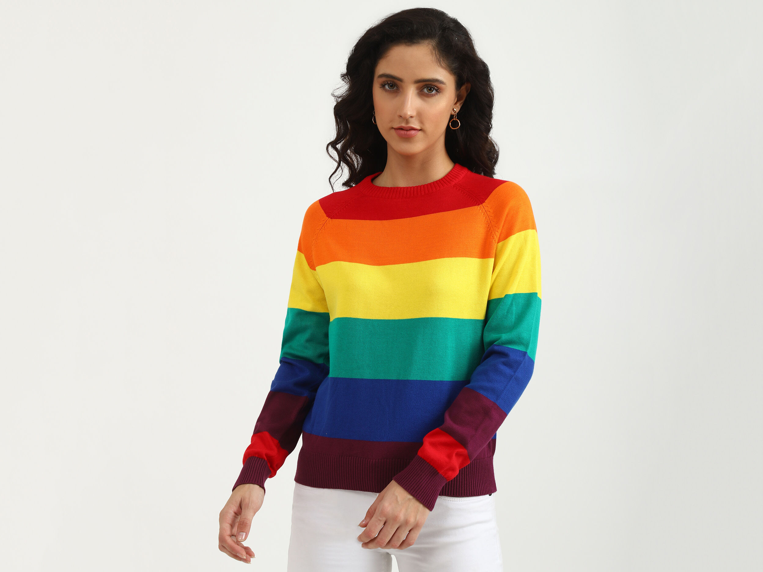 Bright colored striped sweater outlet