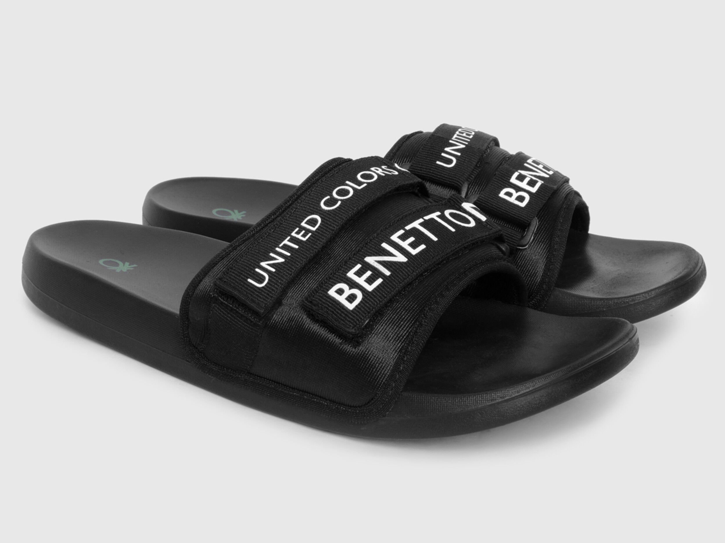 Slides With Fabric Upper Black Benetton