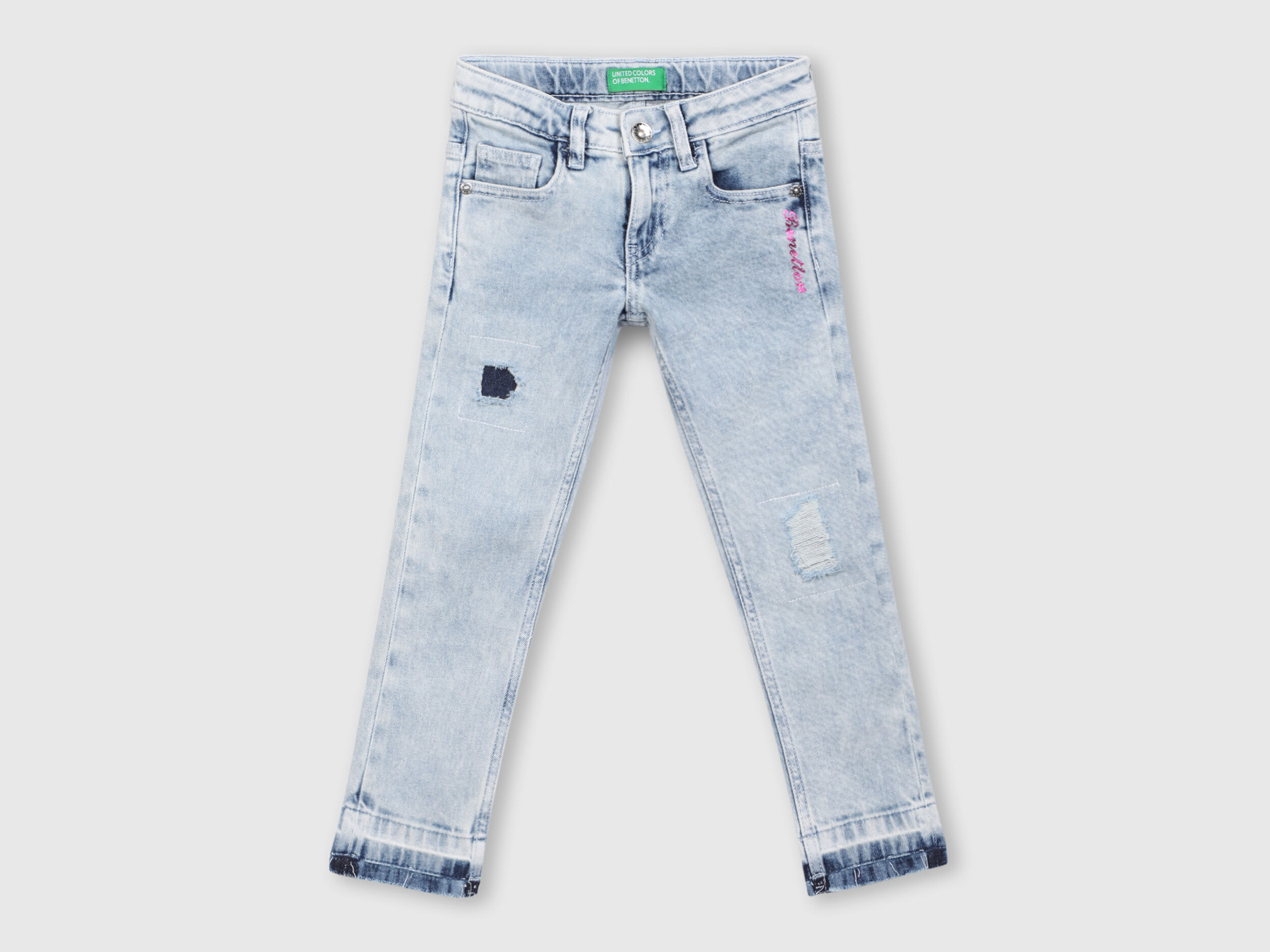 Acid washed denim - Light Blue | Benetton